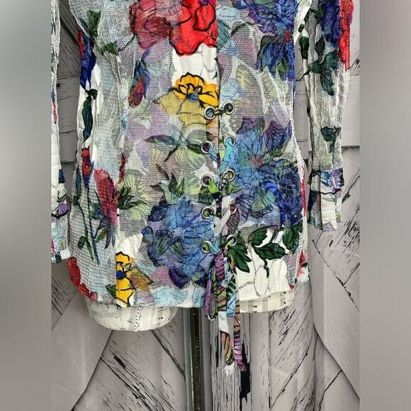 Alberto Makali Butterfly/Floral Mesh Blazer - Size M - Picture 6 of 9